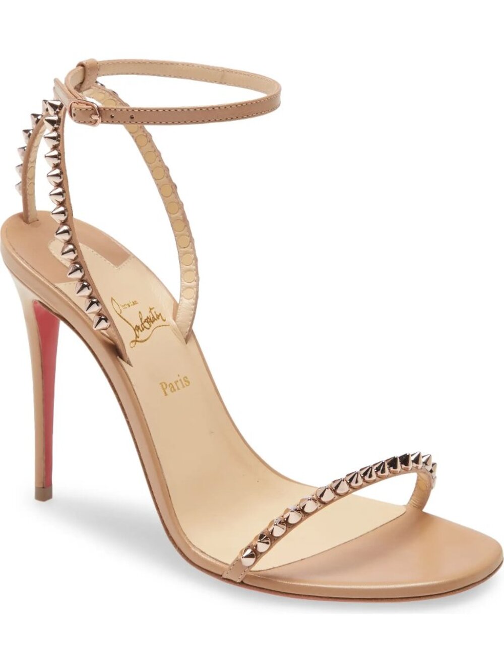 Christian Louboutin SO ME 100 Spiked Studded Ankle Strap Sandal Heels Shoes